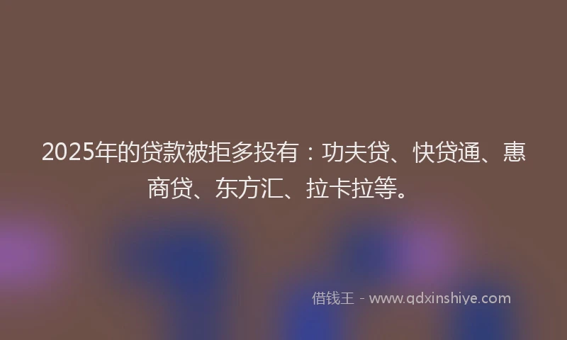 2025年的贷款被拒多投有：功夫贷、快贷通、惠商贷、东方汇、拉卡拉等。