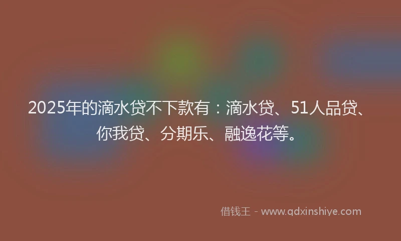 2025年的滴水贷不下款有：滴水贷、51人品贷、你我贷、分期乐、融逸花等。