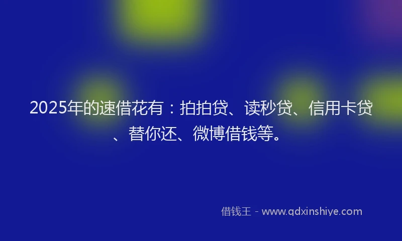 2025年的速借花有：拍拍贷、读秒贷、信用卡贷、替你还、微博借钱等。