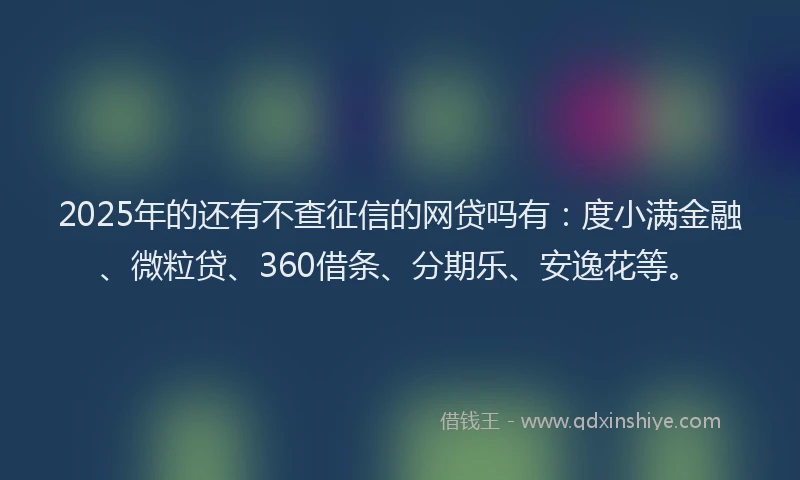 2025年的还有不查征信的网贷吗有：度小满金融、微粒贷、360借条、分期乐、安逸花等。