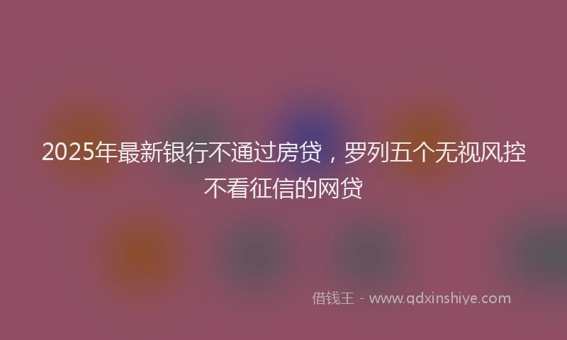2025年最新银行不通过房贷，罗列五个无视风控不看征信的网贷