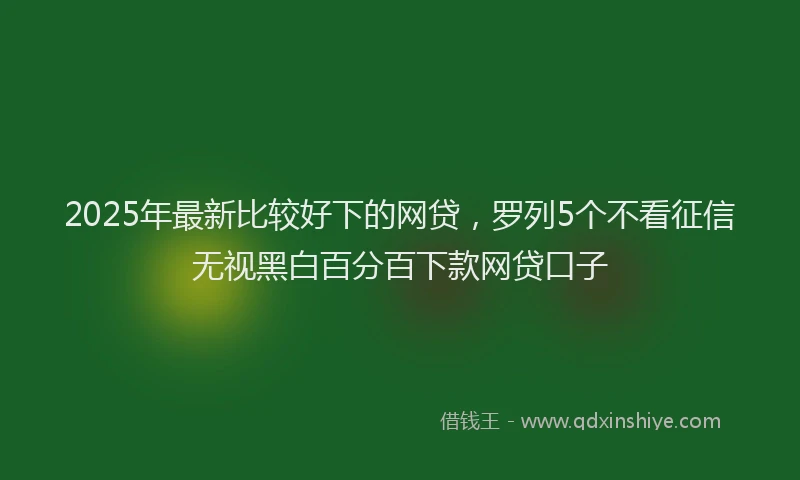2025年最新比较好下的网贷，罗列5个不看征信无视黑白百分百下款网贷口子