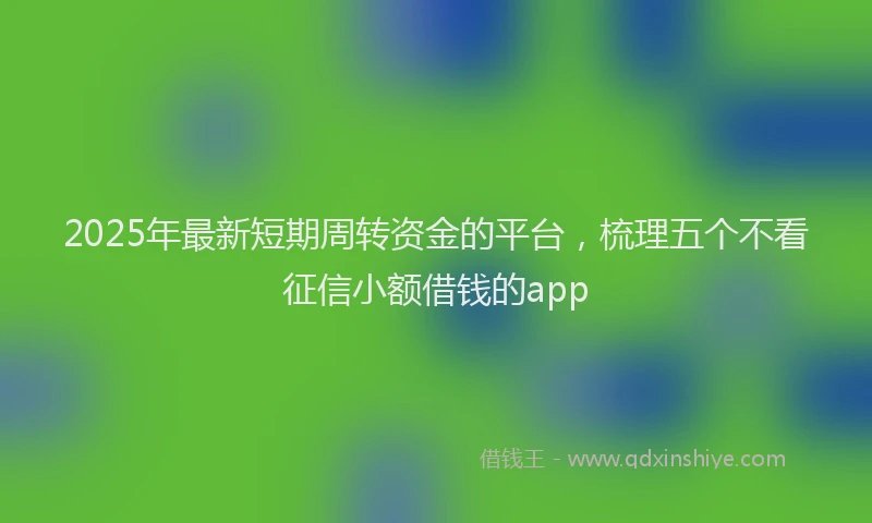 2025年最新短期周转资金的平台，梳理五个不看征信小额借钱的app