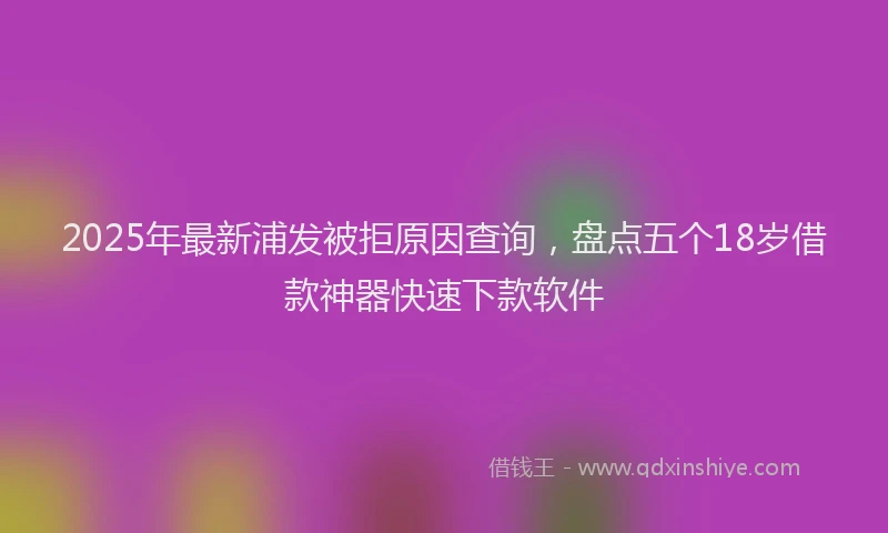 2025年最新浦发被拒原因查询，盘点五个18岁借款神器快速下款软件