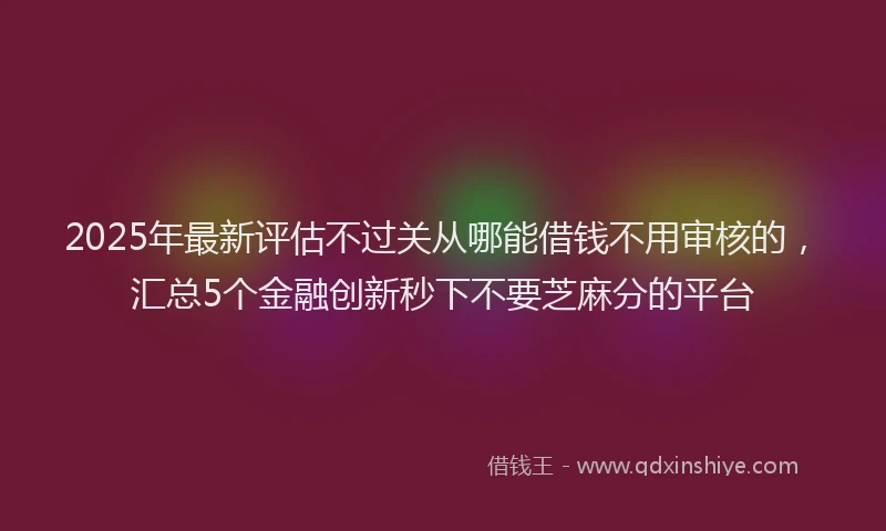 2025年最新评估不过关从哪能借钱不用审核的，汇总5个金融创新秒下不要芝麻分的平台