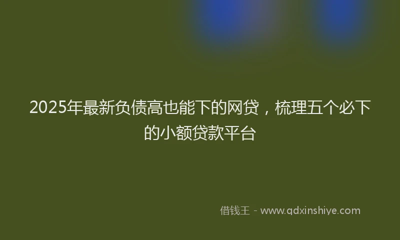 2025年最新负债高也能下的网贷，梳理五个必下的小额贷款平台