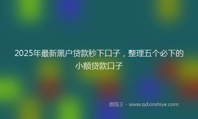 2025年最新黑户贷款秒下口子，整理五个必下的小额贷款口子