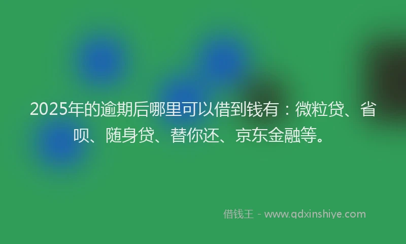 2025年的逾期后哪里可以借到钱有：微粒贷、省呗、随身贷、替你还、京东金融等。
