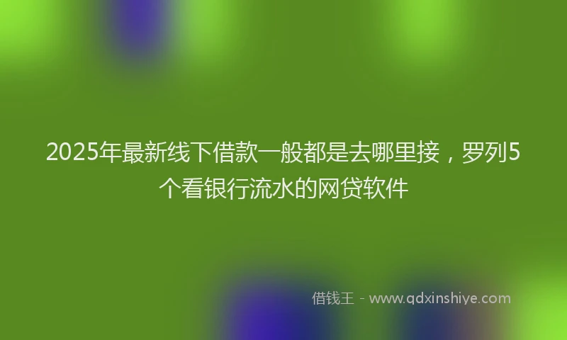 2025年最新线下借款一般都是去哪里接，罗列5个看银行流水的网贷软件