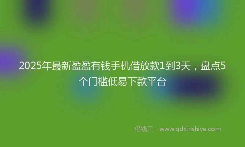 2025年最新盈盈有钱手机借放款1到3天，盘点5个门槛低易下款平台