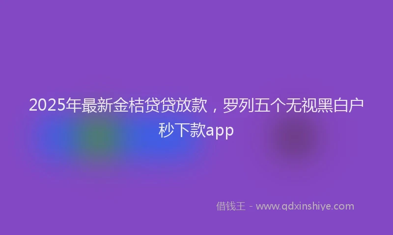 2025年最新金桔贷贷放款，罗列五个无视黑白户秒下款app