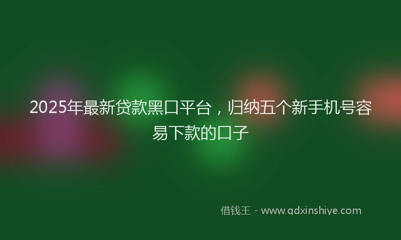 2025年最新贷款黑口平台，归纳五个新手机号容易下款的口子