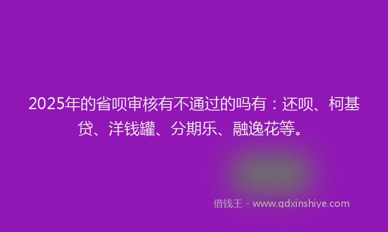 2025年的省呗审核有不通过的吗有：还呗、柯基贷、洋钱罐、分期乐、融逸花等。