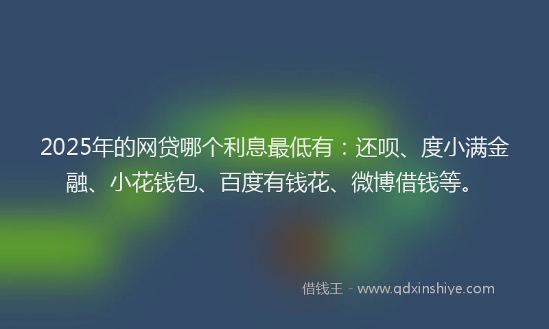 2025年的网贷哪个利息最低有：还呗、度小满金融、小花钱包、百度有钱花、微博借钱等。