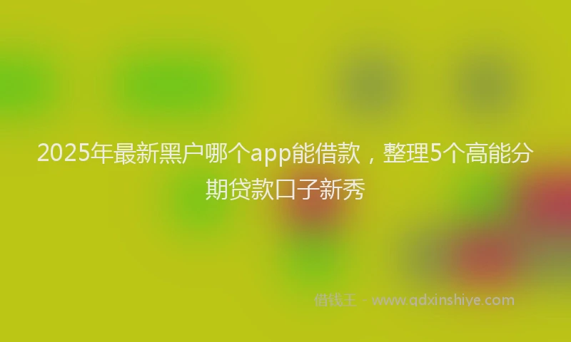 2025年最新黑户哪个app能借款，整理5个高能分期贷款口子新秀
