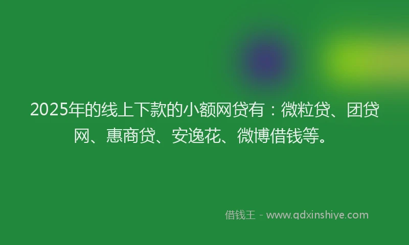 2025年的线上下款的小额网贷有：微粒贷、团贷网、惠商贷、安逸花、微博借钱等。