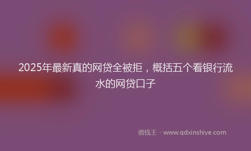 2025年最新真的网贷全被拒，概括五个看银行流水的网贷口子