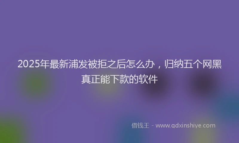 2025年最新浦发被拒之后怎么办，归纳五个网黑真正能下款的软件