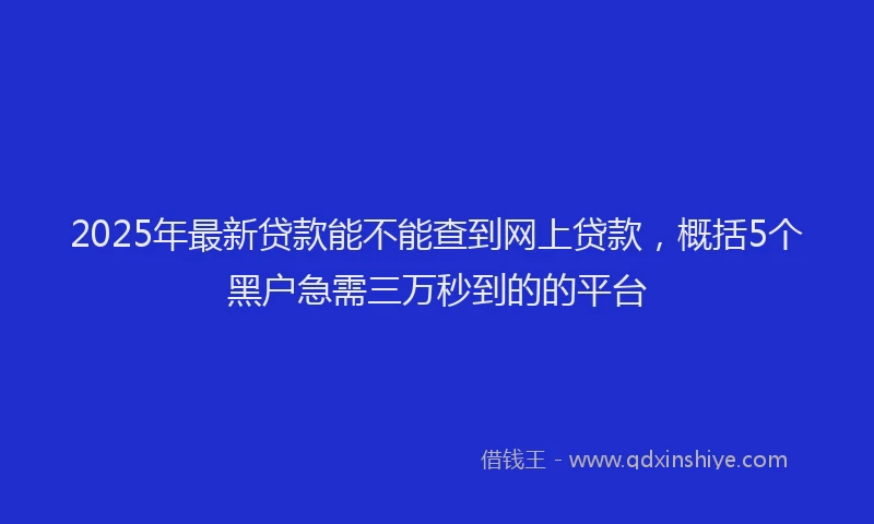 2025年最新贷款能不能查到网上贷款，概括5个黑户急需三万秒到的的平台
