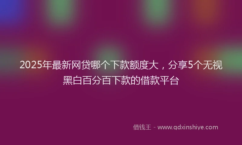 2025年最新网贷哪个下款额度大，分享5个无视黑白百分百下款的借款平台