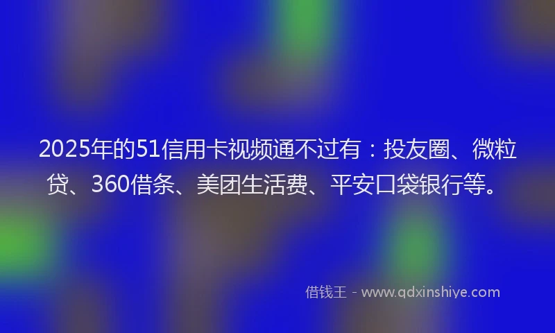 2025年的51信用卡视频通不过有：投友圈、微粒贷、360借条、美团生活费、平安口袋银行等。