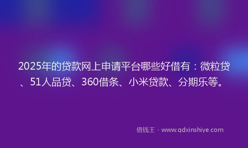 2025年的贷款网上申请平台哪些好借有：微粒贷、51人品贷、360借条、小米贷款、分期乐等。