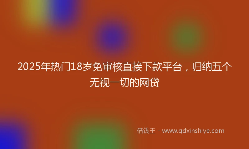 2025年热门18岁免审核直接下款平台，归纳五个无视一切的网贷