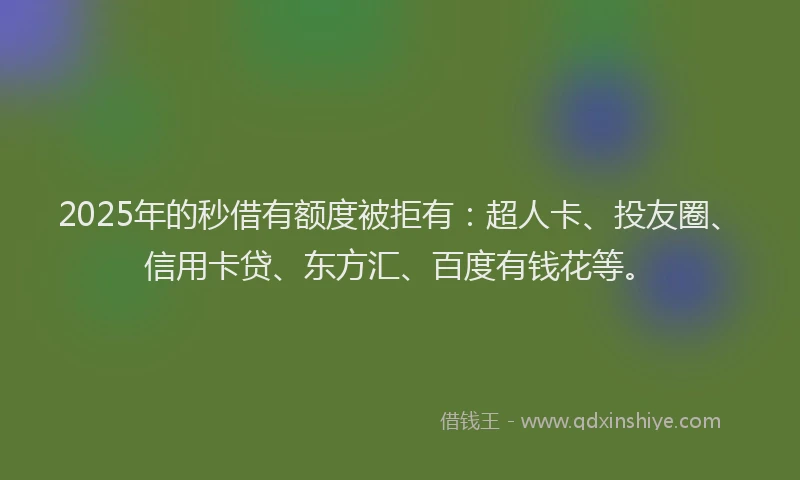 2025年的秒借有额度被拒有：超人卡、投友圈、信用卡贷、东方汇、百度有钱花等。