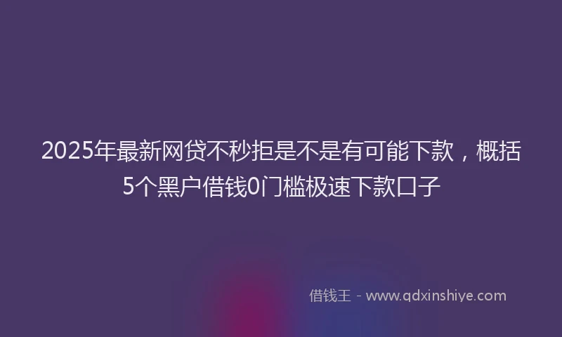 2025年最新网贷不秒拒是不是有可能下款，概括5个黑户借钱0门槛极速下款口子
