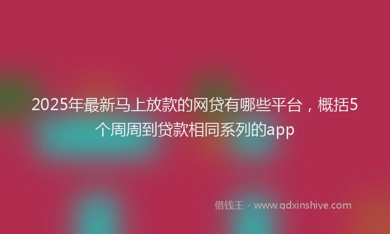 2025年最新马上放款的网贷有哪些平台，概括5个周周到贷款相同系列的app