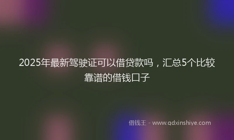 2025年最新驾驶证可以借贷款吗，汇总5个比较靠谱的借钱口子