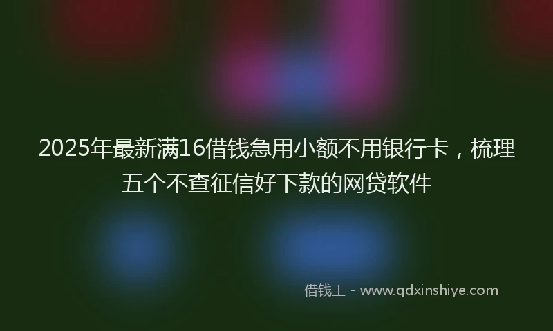2025年最新满16借钱急用小额不用银行卡，梳理五个不查征信好下款的网贷软件