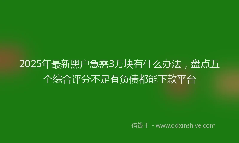 2025年最新黑户急需3万块有什么办法，盘点五个综合评分不足有负债都能下款平台