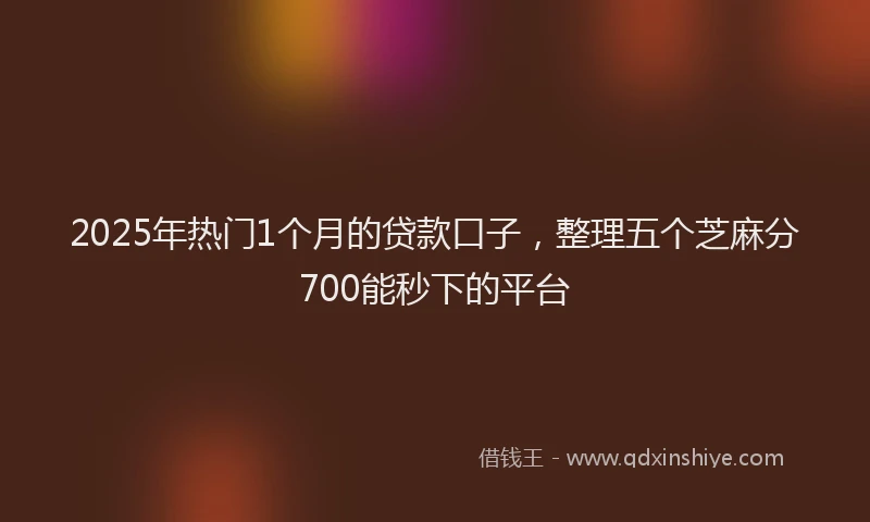 2025年热门1个月的贷款口子，整理五个芝麻分700能秒下的平台