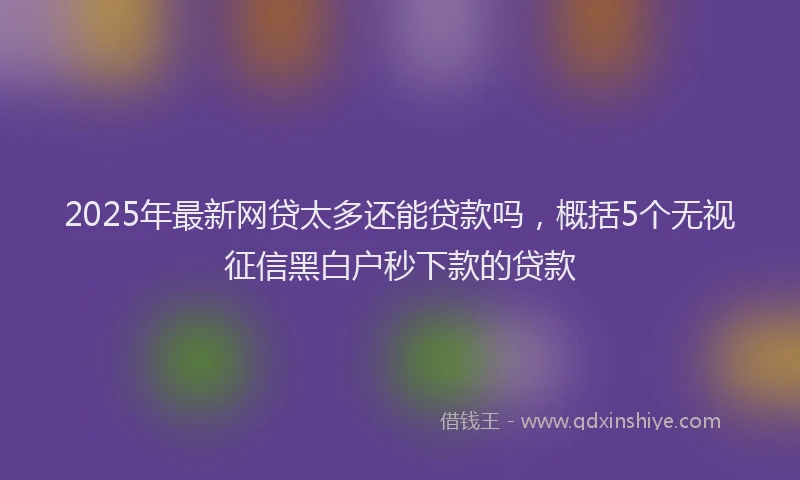 2025年最新网贷太多还能贷款吗，概括5个无视征信黑白户秒下款的贷款