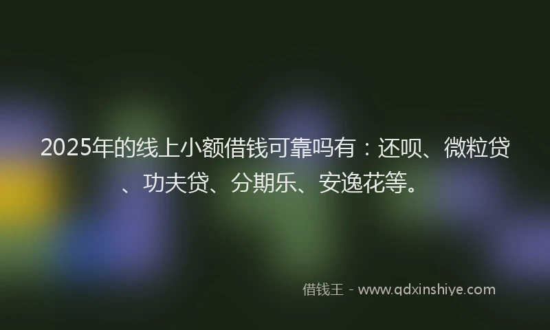 2025年的线上小额借钱可靠吗有：还呗、微粒贷、功夫贷、分期乐、安逸花等。