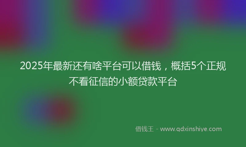 2025年最新还有啥平台可以借钱，概括5个正规不看征信的小额贷款平台