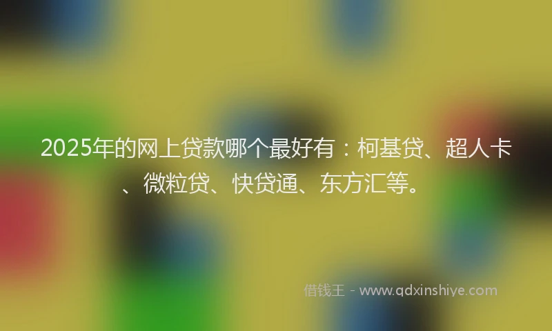 2025年的网上贷款哪个最好有：柯基贷、超人卡、微粒贷、快贷通、东方汇等。