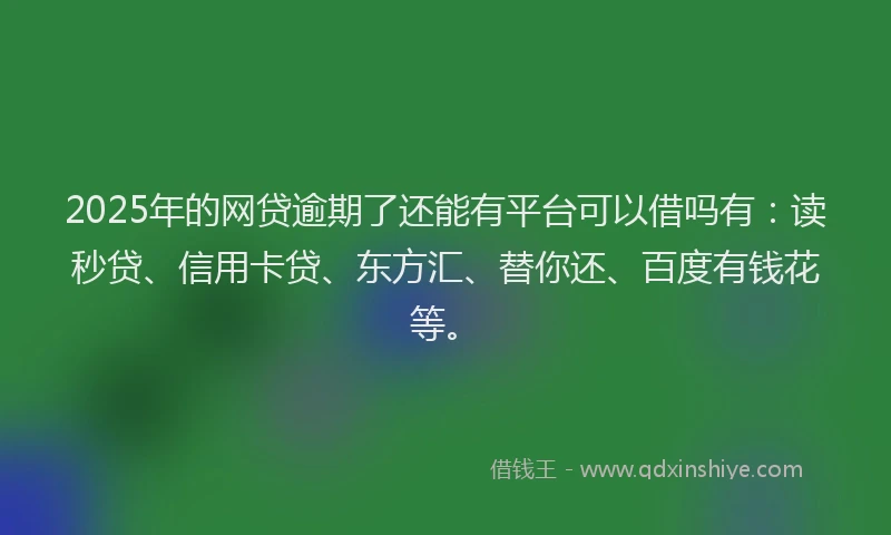 2025年的网贷逾期了还能有平台可以借吗有：读秒贷、信用卡贷、东方汇、替你还、百度有钱花等。