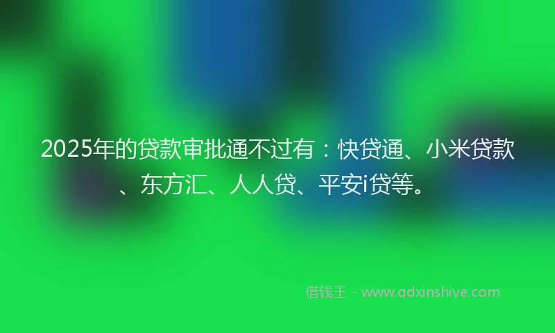 2025年的贷款审批通不过有：快贷通、小米贷款、东方汇、人人贷、平安i贷等。