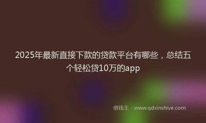 2025年最新直接下款的贷款平台有哪些，总结五个轻松贷10万的app