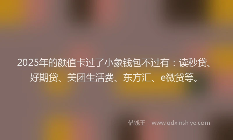 2025年的颜值卡过了小象钱包不过有：读秒贷、好期贷、美团生活费、东方汇、e微贷等。