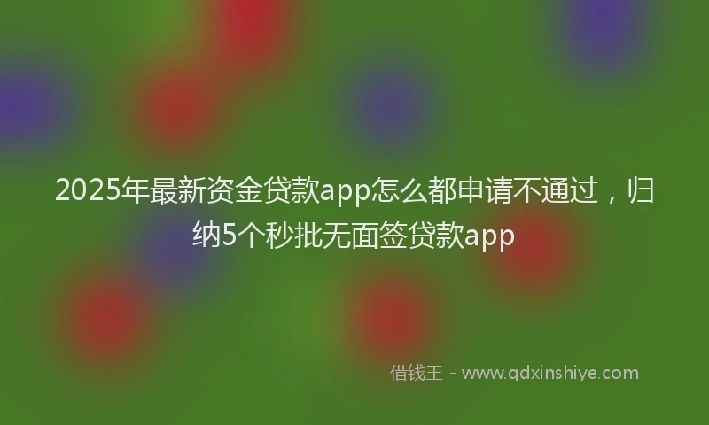 2025年最新资金贷款app怎么都申请不通过，归纳5个秒批无面签贷款app