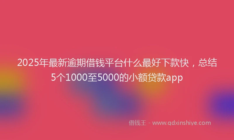 2025年最新逾期借钱平台什么最好下款快，总结5个1000至5000的小额贷款app