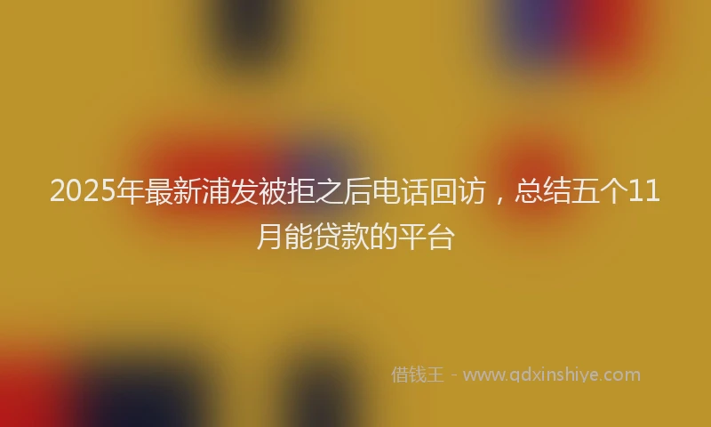 2025年最新浦发被拒之后电话回访，总结五个11月能贷款的平台