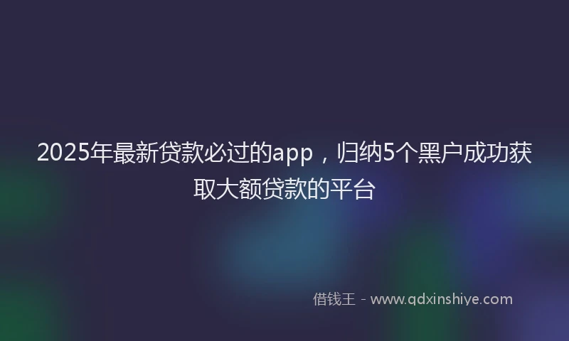 2025年最新贷款必过的app，归纳5个黑户成功获取大额贷款的平台