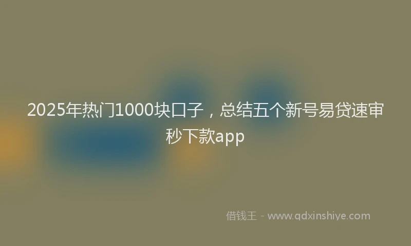 2025年热门1000块口子，总结五个新号易贷速审秒下款app