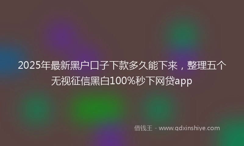 2025年最新黑户口子下款多久能下来，整理五个无视征信黑白100%秒下网贷app