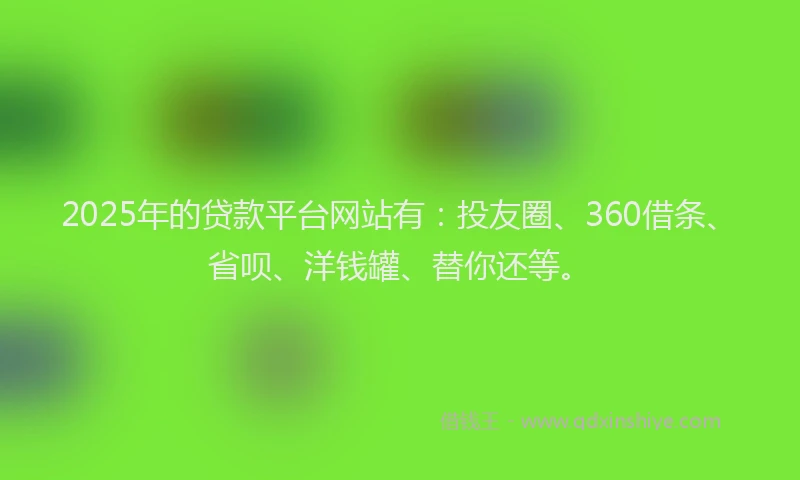2025年的贷款平台网站有：投友圈、360借条、省呗、洋钱罐、替你还等。