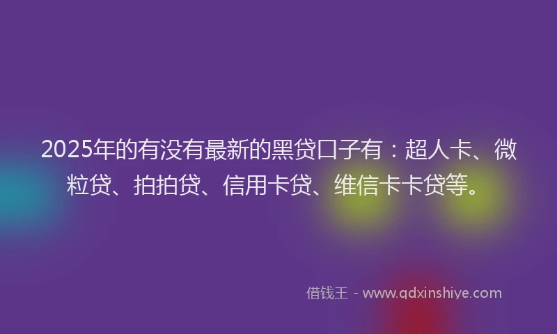 2025年的有没有最新的黑贷口子有：超人卡、微粒贷、拍拍贷、信用卡贷、维信卡卡贷等。